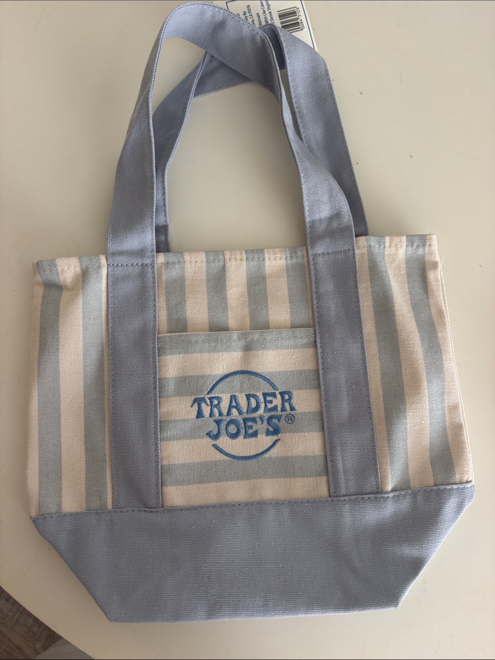 Trader Joe's Blue & Cream Striped Canvas Tote